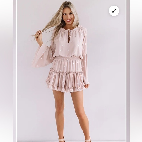 BUDDY LOVE 
STAR OF THE SHOW RUFFLE DRESS IN ROSE QUARTZ - Picture 5 of 12